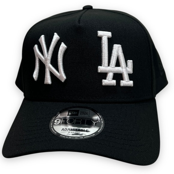 New Era 9Forty Yankees Dodgers Hat Mens OSFM‎ Black Snapback A Frame New
